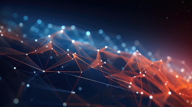 Abstract background with Lines and dots connect Created with Generative AI technology