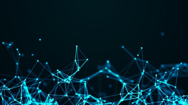 Abstract background with moving dots and lines Network connection structure Futuristic illustration Digital technology design 3d rendering