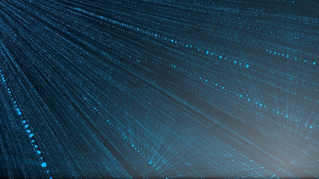 Abstract background with particles rain 3D rendering
