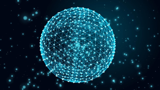 Abstract background with sphere 3d rendering Technology shape with lines and dots Futuristic concept
