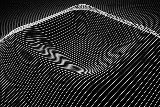 Abstract background with wavy color lines. Animation ripples on surface from neon lines. 3d illustration