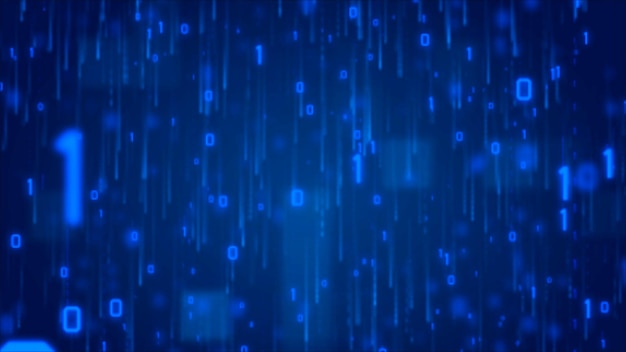 Abstract Binary Number System concept network internet circuit computer numbers 0 and 1 digital cryptography basic computer programming On a blue background modern futuristic