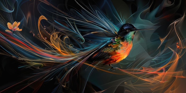 Abstract bird on dark Ai generation