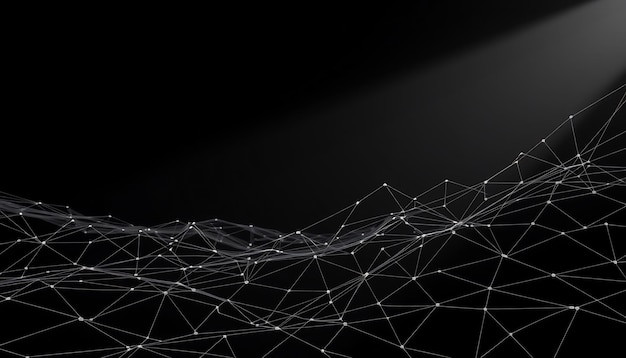 Abstract black and white background with a geometric pattern of connected lines