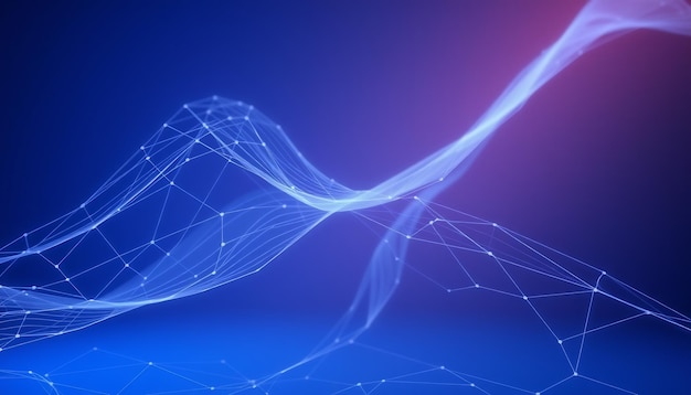Abstract blue and pink background with a flowing interconnected network of lines
