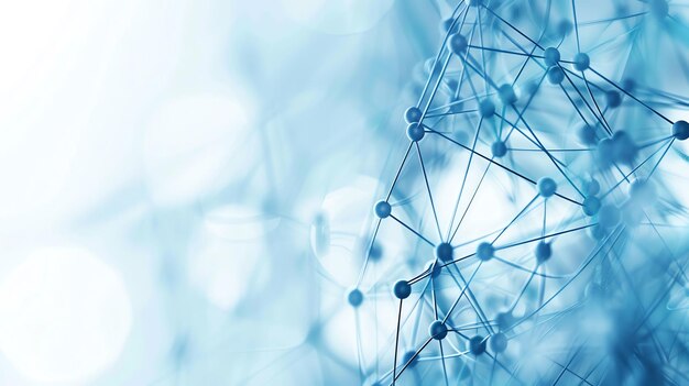Abstract blue background with connecting dots and lines Network connection