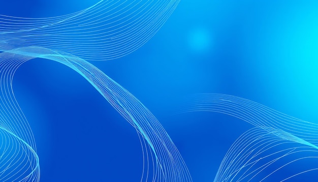Abstract blue background with white wavy lines