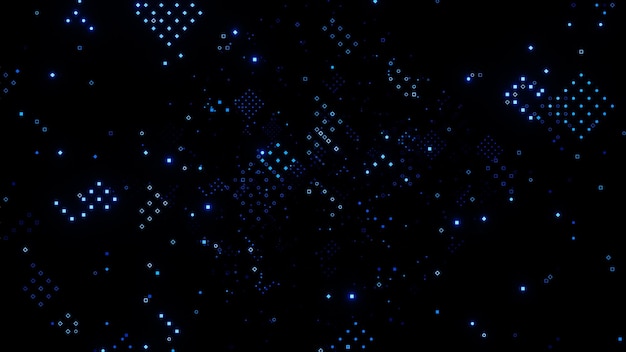abstract blue lights glowing symbols effectfuturistic big data information3d model and illustration