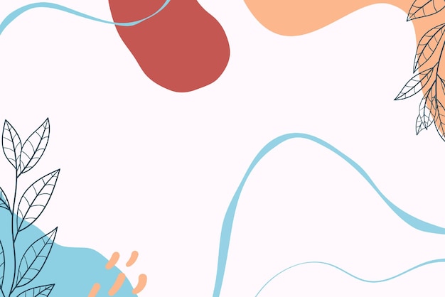 Abstract Botanical Composition with Organic Shapes and Pastel Color Palette