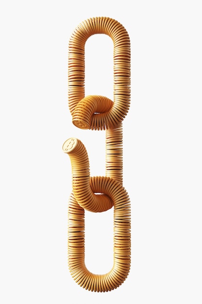 Abstract chain of bitcoin coins The concept of mining and blockchain 3d rendering illustration