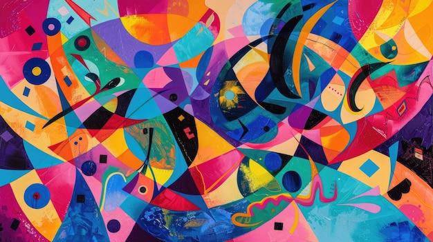Abstract Colorful Geometric Shapes make vibrant Circle Art for modern decor and creative expression AIG62