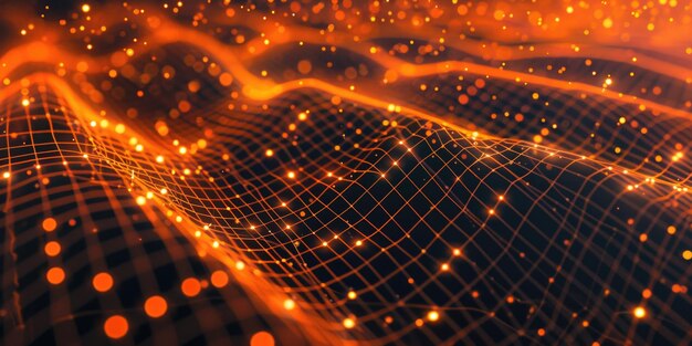 Abstract computergenerated image with glowing lines and dots Suitable for technology concepts