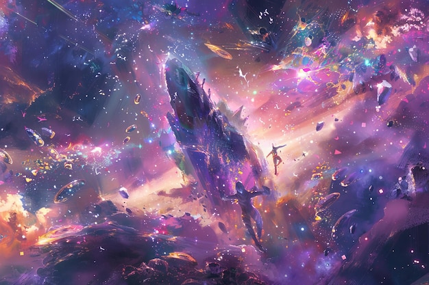 abstract cosmic landscape with bright stars colorful nebula and vibrant space elements creating a mesmerizing space fantasy scenery