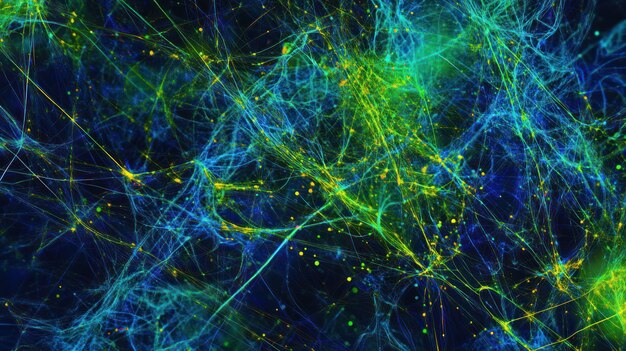 Abstract Cosmic Nebula A Symphony of Blue Green and Gold