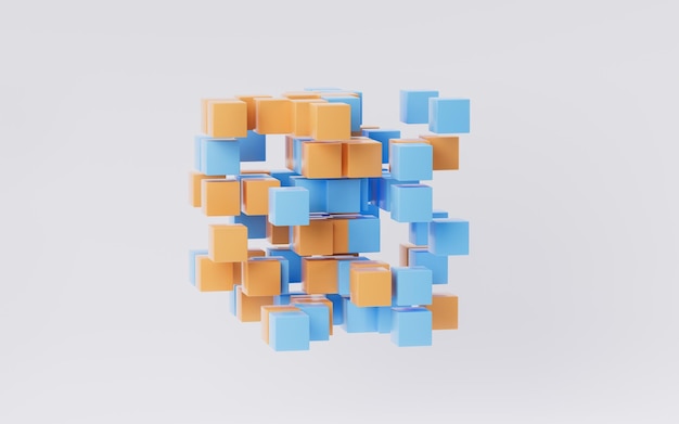 Abstract cubes with white background 3d rendering