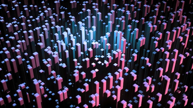 Abstract d animation with rising colored squares animation retractable up d rectangular blocks with