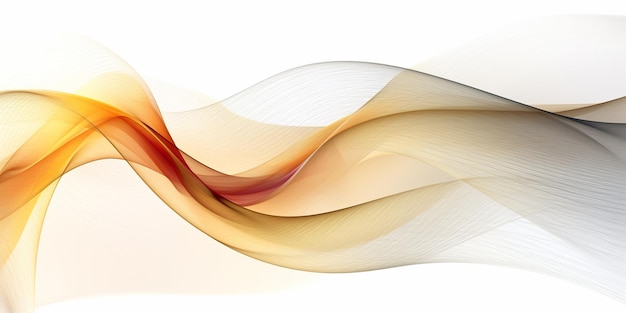 abstract digital art featuring vibrant gold lines on a white background generative ai