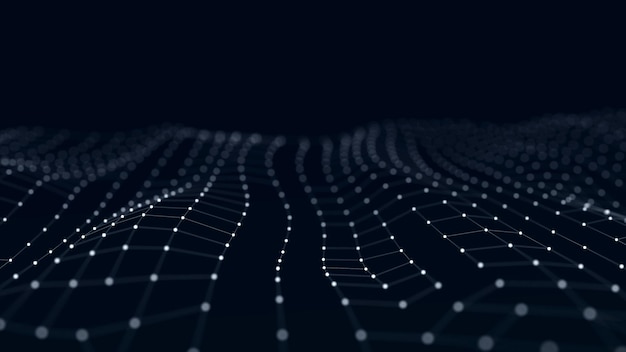Abstract digital background Network connection structure Big data Futuristic abstract wave 3D rendering