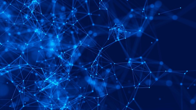 Abstract digital blue background Plexus effect Network connection structure 3D rendering