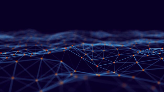Abstract digital blue background Plexus effect Network connection structure Science background 3D rendering