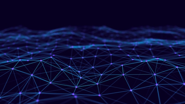 Abstract digital blue background Plexus effect Network connection structure Science background 3D rendering