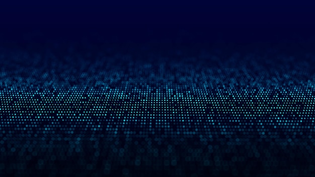 Abstract digital flow particles Cyber network connection background Big data visualization Technology backdrop 3d rendering