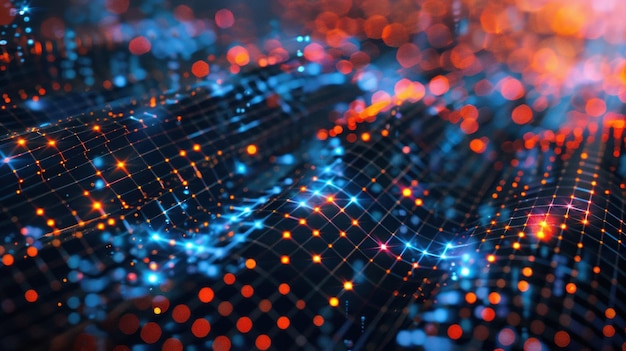 Abstract Digital Landscape with Glowing Lights