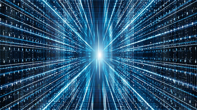 Abstract digital matrix particles flow background