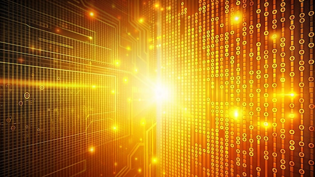 Abstract digital technology background with glowing yellow and orange circles