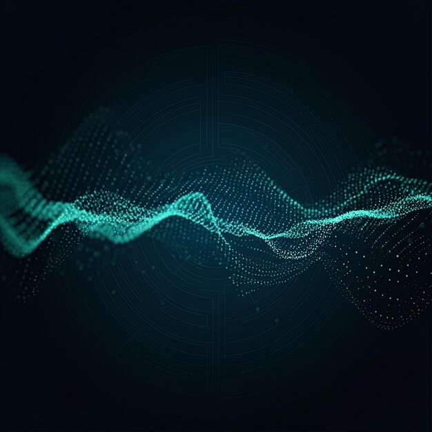 Abstract Digital Wave of Particles with Dynamic Flow and Motion