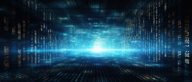 Abstract futuristic binary code software programming background Generative AI