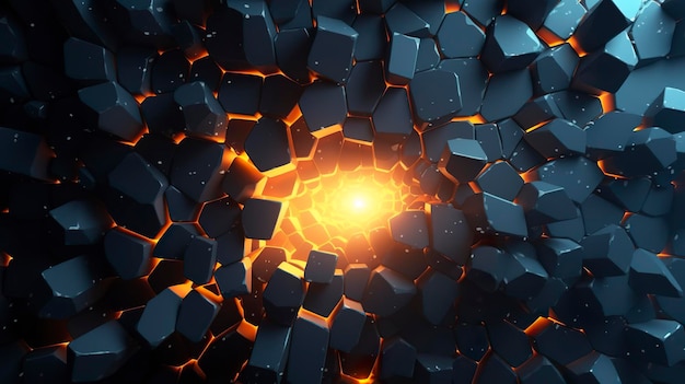 Abstract geometric background Explosion power design with the crushing surface 3d illustration AI Generative