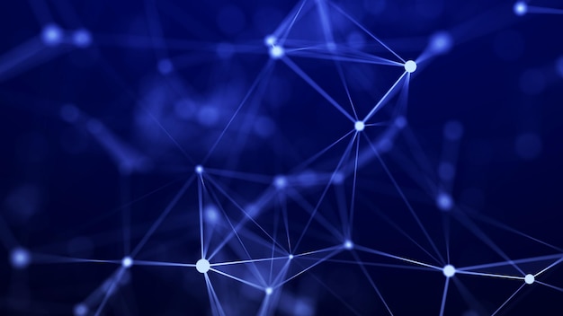 Abstract geometric background with connecting points and lines Abstract blue digital background Network concept Big data complex with compounds 3D rendering