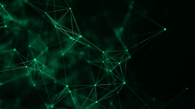 Abstract geometric background with connecting points and lines Abstract green digital background Network concept structure Big data complex with compounds 3D rendering