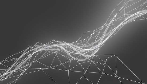 Abstract glowing white lines and dots on dark background