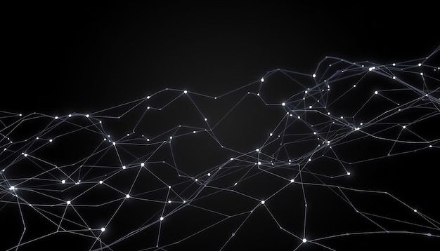 Abstract glowing white lines on black background