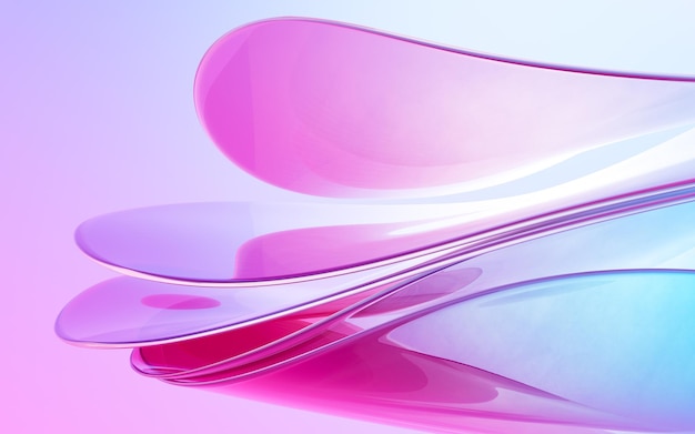 Abstract gradient glass background 3d rendering Digital drawing