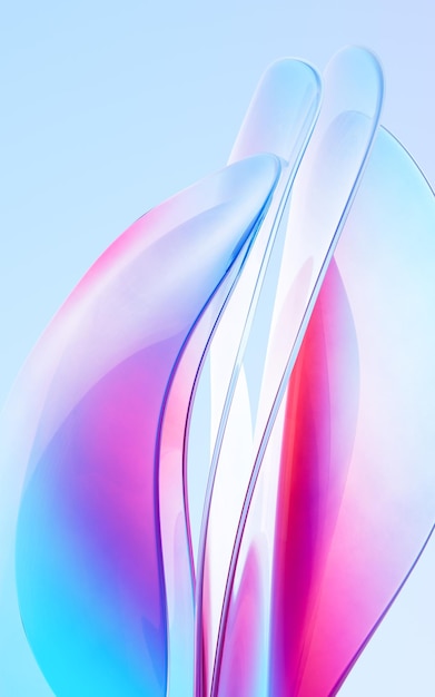Abstract gradient glass background 3d rendering Digital drawing