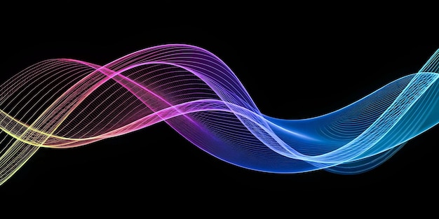 Abstract graphic wave lines pattern dynamic colorful glowing light technology isolated