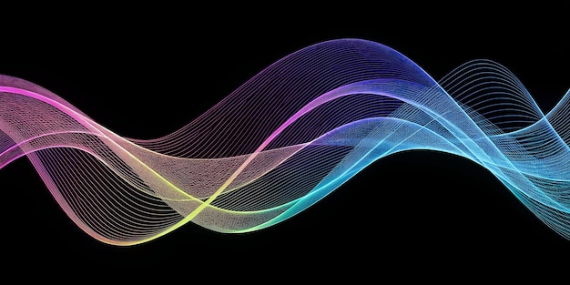 Abstract graphic wave lines pattern dynamic colorful glowing light technology isolated