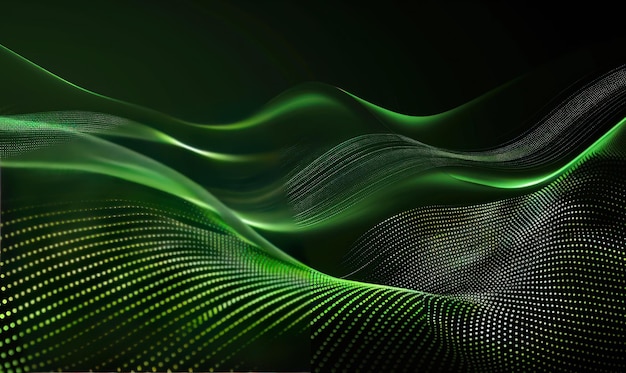 Abstract green gradient background with dots wave for technology digital and science concept