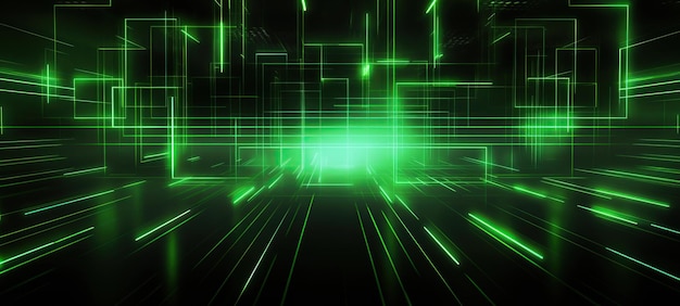 Abstract Green Neon Lines Background