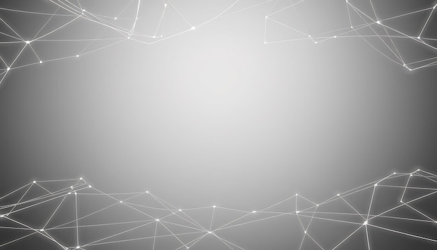 Abstract grey background with white geometric lines and dots