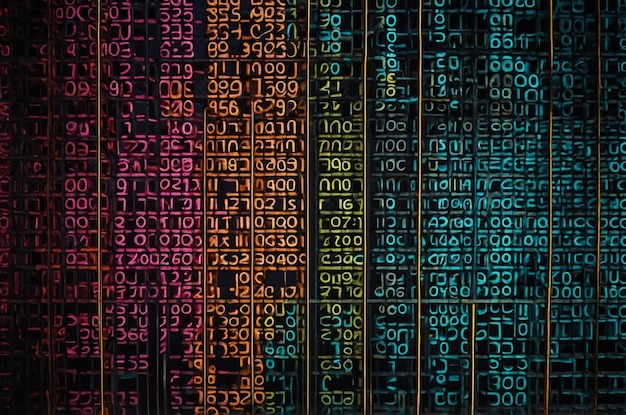 Abstract Hexadecimal Grid with Floating Programming Code