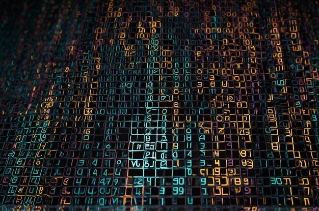 Abstract Hexadecimal Grid with Floating Programming Code