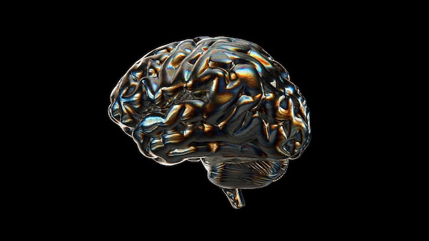 Abstract Human Brain with rainbow colored reflections