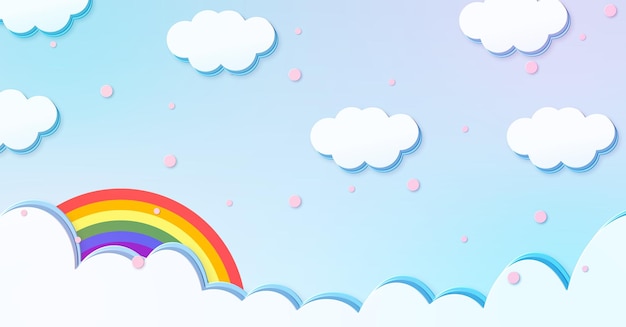 Abstract kawaii clouds cartoon background
