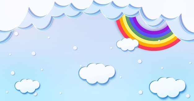 Abstract kawaii clouds cartoon background