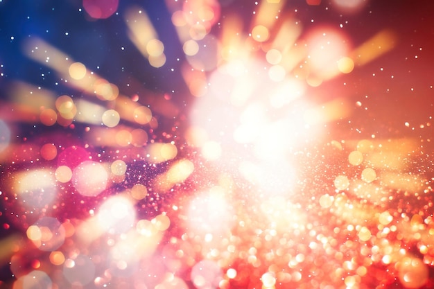 Abstract light celebration. Holiday Christmas glowing color lights with sparkles, blurred bright Christmas abstract bokeh