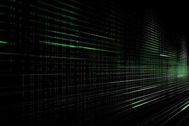 Abstract neon green laser beams over a dark background ultraviolet spectrum Generative AI